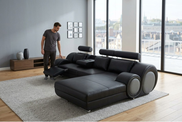 Conjunto de diseño Sofá de esquina con chaise longue Sofá Sofá tapizado Sofá de cuero Sofás Nuevo