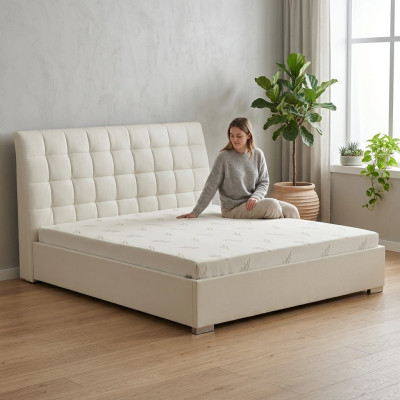 Cama Cama doble Camas de diseño Cama doble Cuero Acolchado Textil Cama Tela