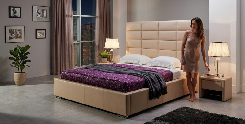 CAMA DISEÑADOR CAMA TAPIZADA CAMA MATRIMONIAL CAMA DOBLE MINI-MAXI 2101
