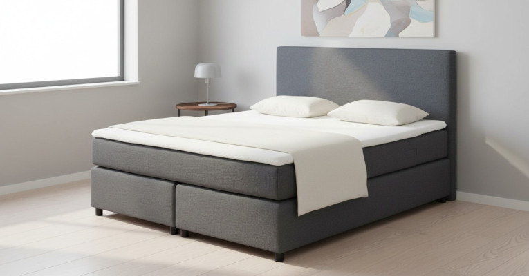 Cama Continental Boxspring Camas Acolchado Alto Doble Cuero Textil Cama