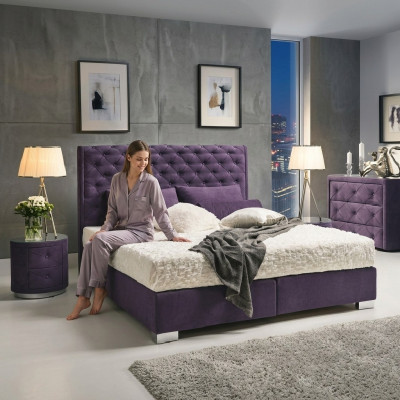 Continental Boxspring Cama Doble de Alta Caja Camas Tapiz Cuero Textil Nuevo