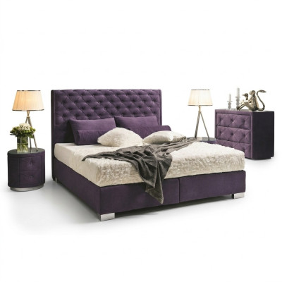 Continental Boxspring Cama Doble de Alta Caja Camas Tapiz Cuero Textil Nuevo