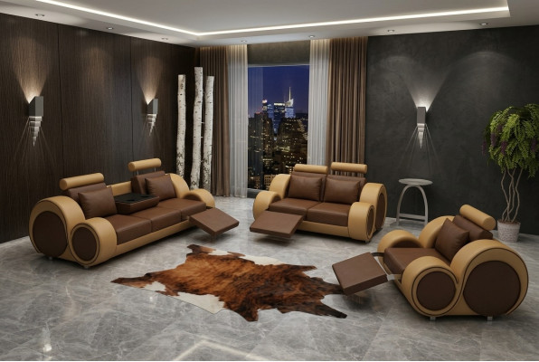 Conjunto de sofás tapizados sofá sofá de cuero conjunto de sala de estar 3 + 2 + 1 textil BER