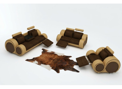 Conjunto de sofás tapizados sofá sofá de cuero conjunto de sala de estar 3 + 2 + 1 textil BER
