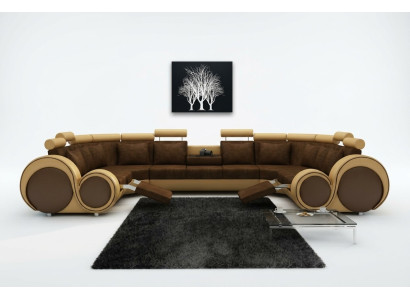 Sofá de esquina con chaise longue, sofá acolchado, esquina conjunto de asiento, textil cuero tela XXL.