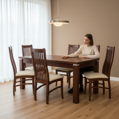 Mesa de comedor + 6 sillas para conjunto de comedor Grupo de comedor Mesa clásica Nueva