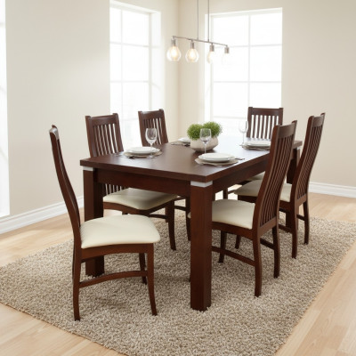 Mesa de comedor + 6 sillas para conjunto de comedor Grupo de comedor Mesa clásica Nueva