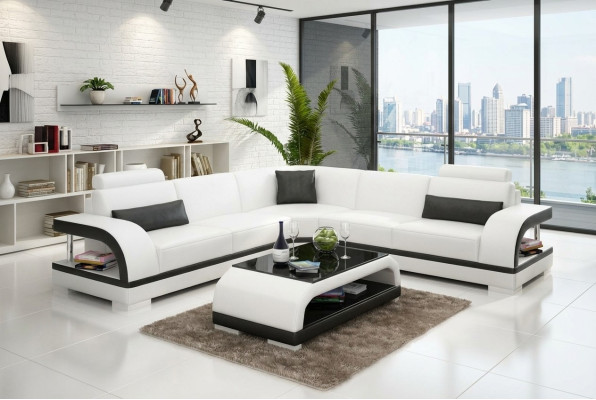 Sofá de cuero Conjunto de sofás Sofá de esquina Diseño moderno Sofá G8011B