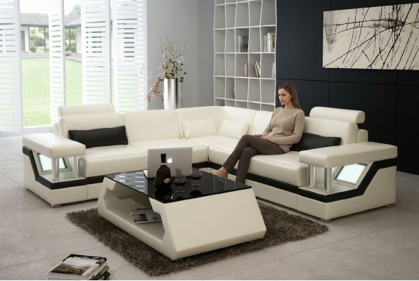 Sofá de esquina conjunto de salón XXL Big Couch juego de tapicería esquinera U Form Sofás