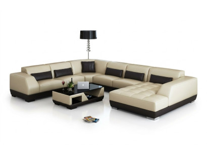 Sofá de cuero moderno, sofá en forma de L, conjunto de sofás de diseño de esquina.