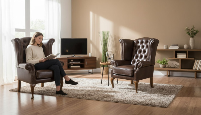 Chesterfield sillón orejero Queen sillón look antiguo sofá tapicería televisión muebles nuevos