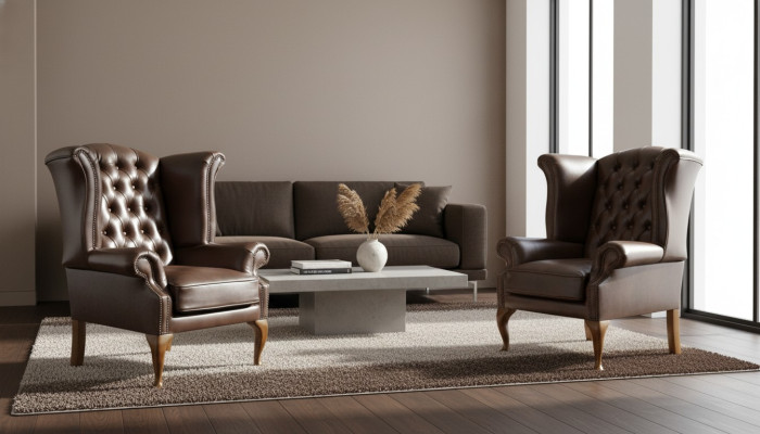 Chesterfield sillón orejero Queen sillón look antiguo sofá tapicería televisión muebles nuevos