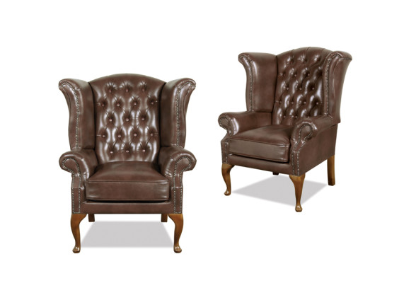 Chesterfield sillón orejero Queen sillón look antiguo sofá tapicería televisión muebles nuevos