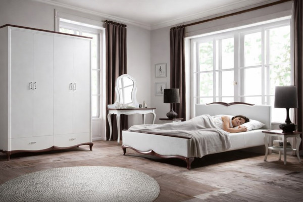 Cama doble cama Chester cama camas tapizado textil clásico madera dormitorio nuevo