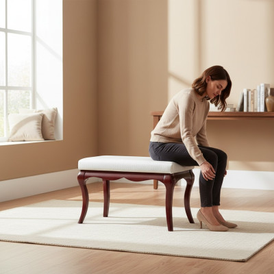 Taburete Banco Original Milano Textil Hecho a mano verdadera Madera maciza Madera maciza MI-Bank