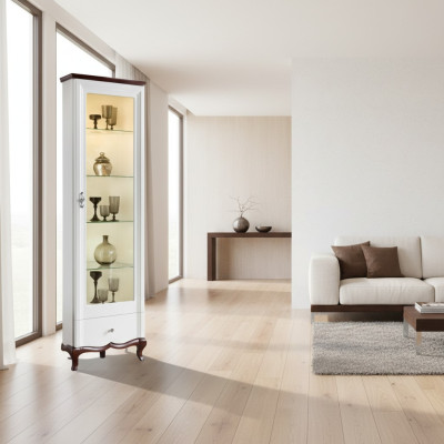 Madera maciza Madera real Hecho a mano Vitrina clásica Armario de vidrio Vitrinas MIWN