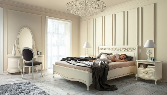 Conjunto de estilo italiano, diseño de cama exclusivo de lujo de 5 piezas cama cama doble.