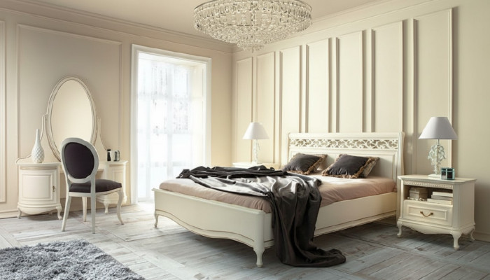 Conjunto de estilo italiano, diseño de cama exclusivo de lujo de 5 piezas cama cama doble.