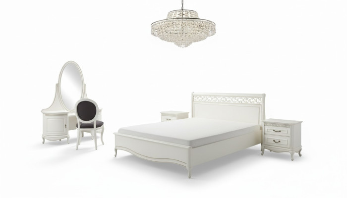 Conjunto de estilo italiano, diseño de cama exclusivo de lujo de 5 piezas cama cama doble.