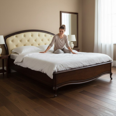 Cama Cama de matrimonio Cama doble Chippendale Cama king-size Colonial Dormitorio Modelo V-O-N