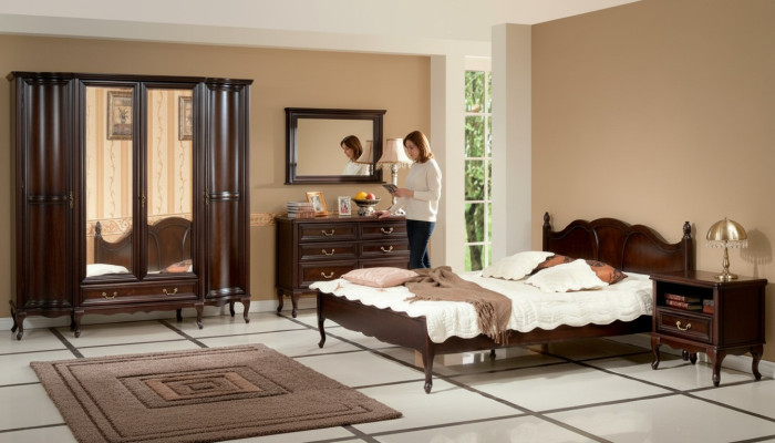 Italiano estilo dormitorio completo muebles cama mesita de noche armario cómoda 1