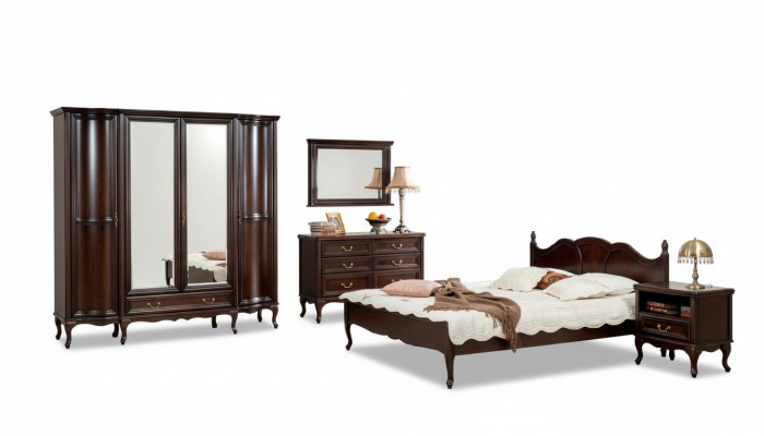 Italiano estilo dormitorio completo muebles cama mesita de noche armario cómoda 1