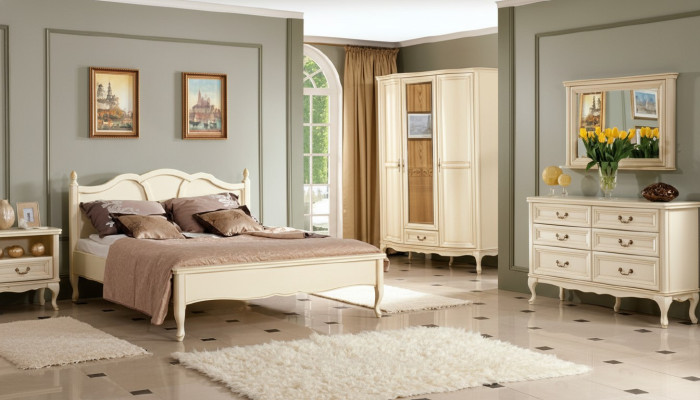 Conjunto de dormitorio cama cómoda armario mesita de noche Muebles italianos nuevos