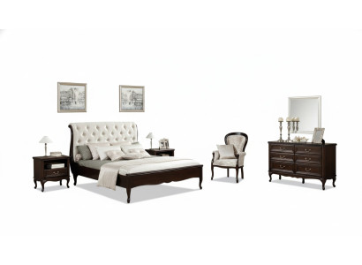 Dormitorio completo Cama Matrimonial Mesitas de Noche Cómoda Sillón Chippendale Real