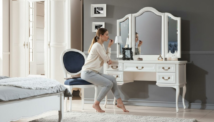 Mesa de maquillaje con silla tocador cómoda de peinado tocador cómoda de maquillaje mesa de cosméticos.