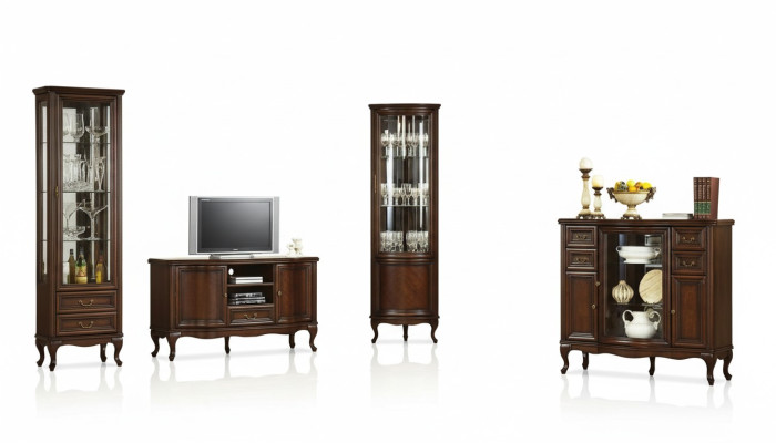 4 piezas conjunto de muebles de sala de estar estilo italiano cómoda vitrina RTV Chippendale