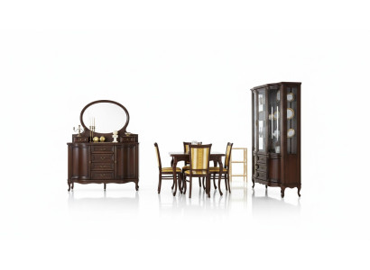 Sala de estar clásica Vitrina Cómoda Sillas Mesa Chippendale - 10 piezas.