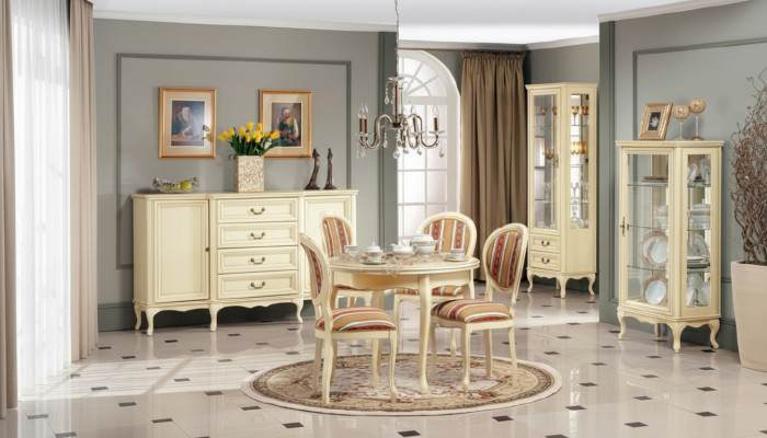 Mueble clásico de comedor Mesa Sillas Vitrina Rey Chippendale Versalles1