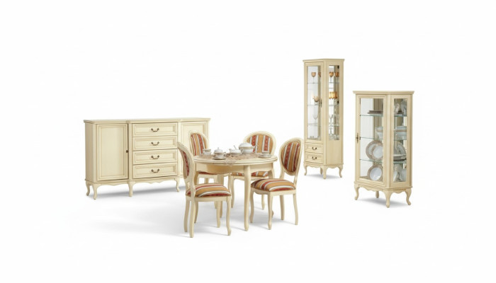 Mueble clásico de comedor Mesa Sillas Vitrina Rey Chippendale Versalles1