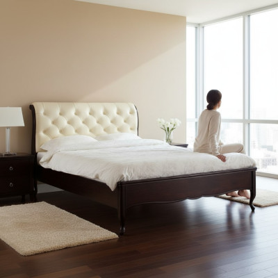 Cama Chesterfield, camas, cama doble, cama matrimonial, muebles italianos, madera, cuero, textil.