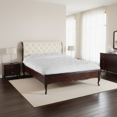 Cama Chesterfield, camas, cama doble, cama matrimonial, muebles italianos, madera, cuero, textil.