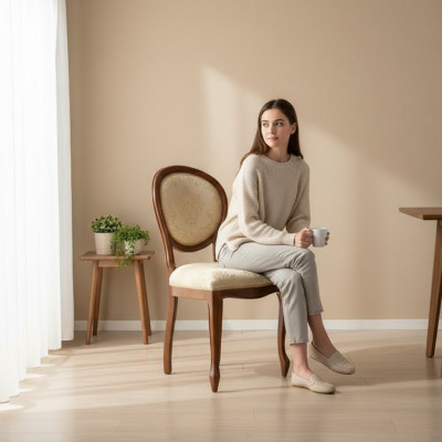 Sillas clásicas Silla Madera maciza Muebles franceses Silla de comedor