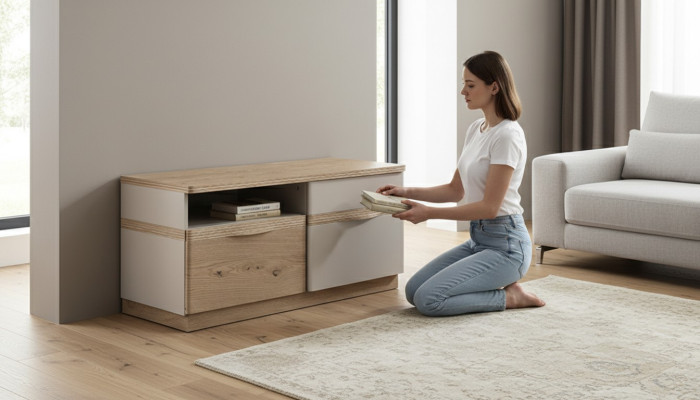Mueble de televisión bajo RTV con armario, mesa para TV, bajo mesada, tocador, cómoda.