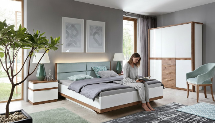 Cama clásica Cama matrimonial Cama doble Cama de madera Cama de campo - Modelo CM-B4