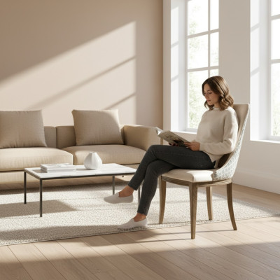 Silla tapizada clásica de diseñador Sillas tapizadas Textil Cuero Tela CM-U1