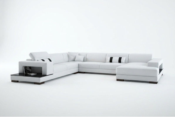 Sofá esquinero de diseño de cuero nuevo con asiento de esquina y sofá en forma de L.