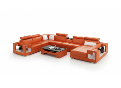 Sofá de cuero para vivir, sofá de esquina, sofá, conjunto de esquina XXL grande 2710A