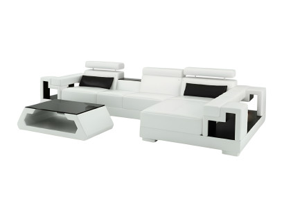 Conjunto de sofás de esquina de cuero nuevo con cojines, asientos y esquina 2710B.