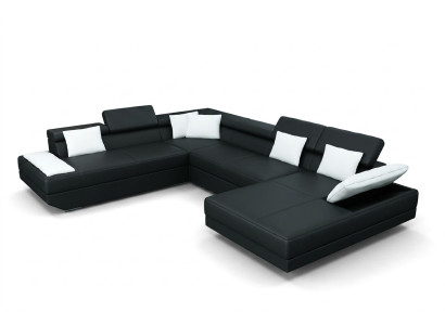 Sofá de cuero Sofá Sofá Sofá de esquina Conjunto de asientos Salón XXL Big Esquina 2719D