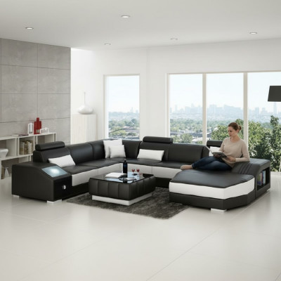 Conjunto de salón sofá de esquina sofá de cuero sofá sofá acolchado asiento esquina juego de muebles nuevo