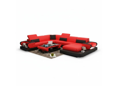 Sofá de cuero; acolchado, asiento, juego de sofás, sofá esquinero, sofá, conjunto de sala de estar, Detmold.