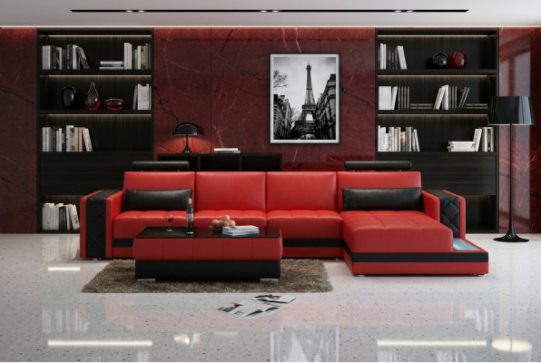 Sofá de esquina, sofá de cuero, grande XXL, en forma de U, conjunto de sofá de salón, sofá, nuevo, H2211B.