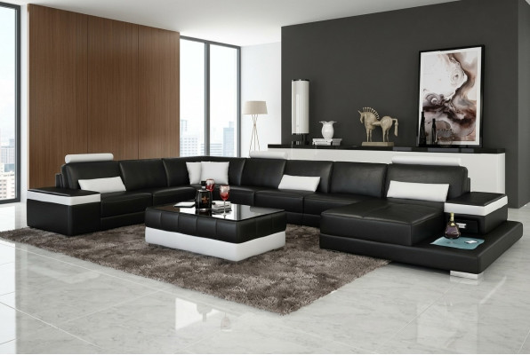 Diseño de sofá de cuero XXL "Premium Comfort" con cuero sintético de alta calidad.