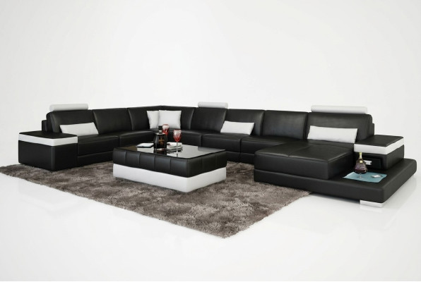 Diseño de sofá de cuero XXL "Premium Comfort" con cuero sintético de alta calidad.