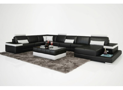 Diseño de sofá de cuero XXL "Premium Comfort" con cuero sintético de alta calidad.