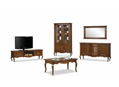 Set de sala de estar Vitrina RTV Mesa de centro Cómoda Muebles de estilo clásico italiano.